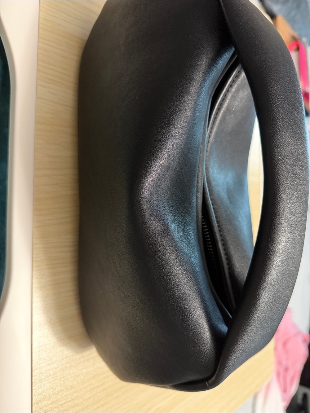 Sleek Black Leather Wristlet Clutch